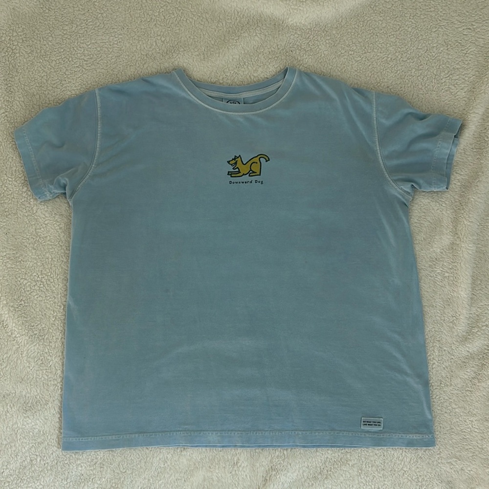 Life Is Good Tee Shirt XL Blue Tee Shirt - “Downward Dog”